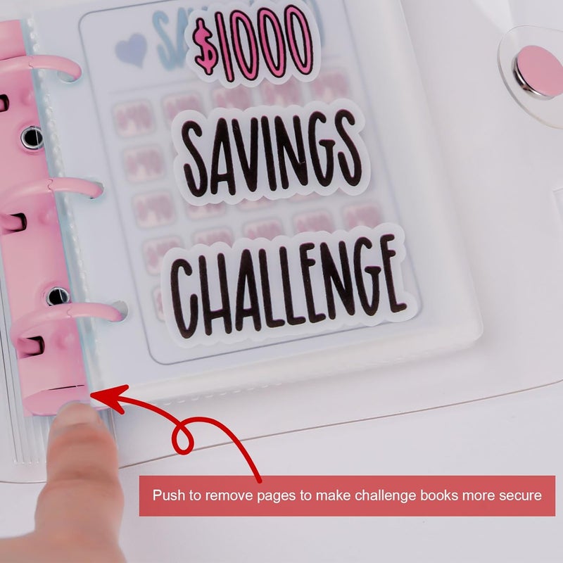DVHOK Money Saving Binder, $1000 Money Saving Challenge Binder, Reusable Budget Book with Cash Envelopes Pink - Image 4